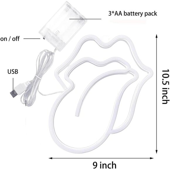 Mouth Neon Sign Light Halloween Wall Art Decor for Kids Bedroom Party Gift - Picture 3 of 3